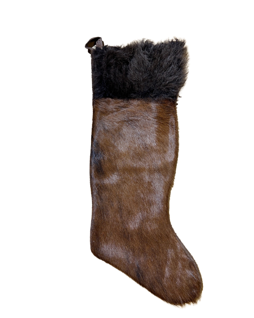 Cowhide Christmas Stocking - Brown & with Bison Hair - Large