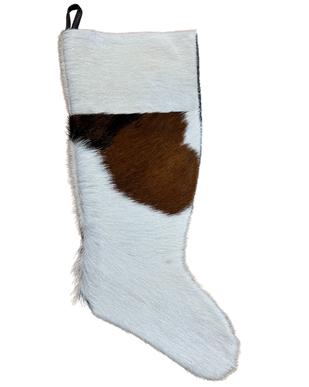 Cowhide Christmas Stocking - White & Brown - Large