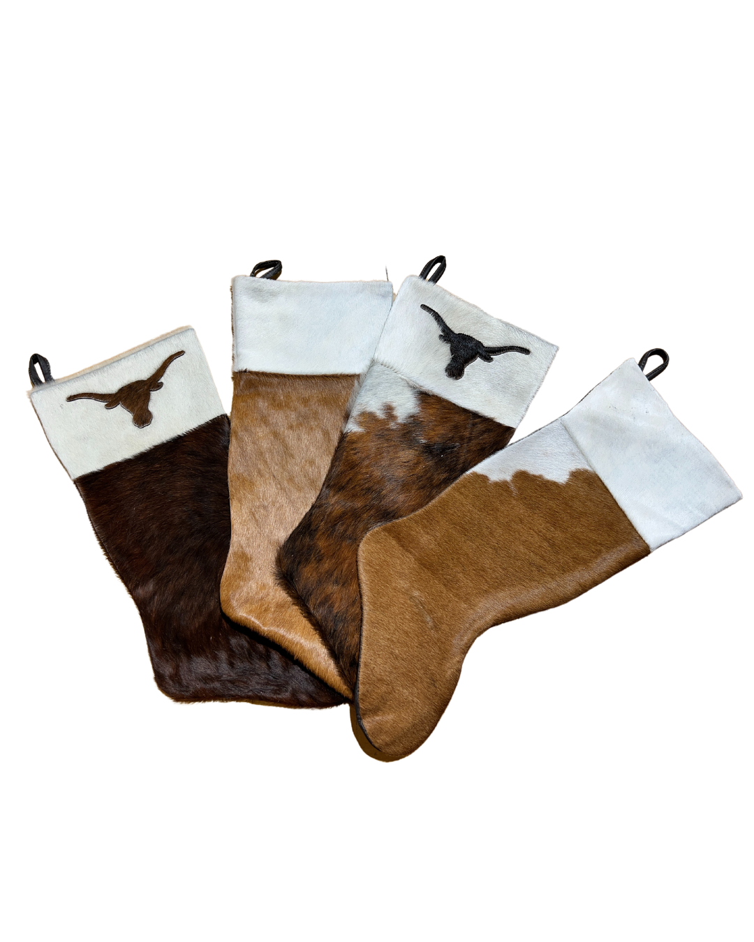 Cowhide Christmas Stocking - White & Brown - Large