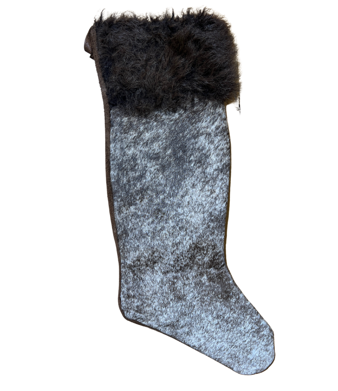 Salt & Pepper - Cowhide Christmas Stocking with Bison Hair - Large