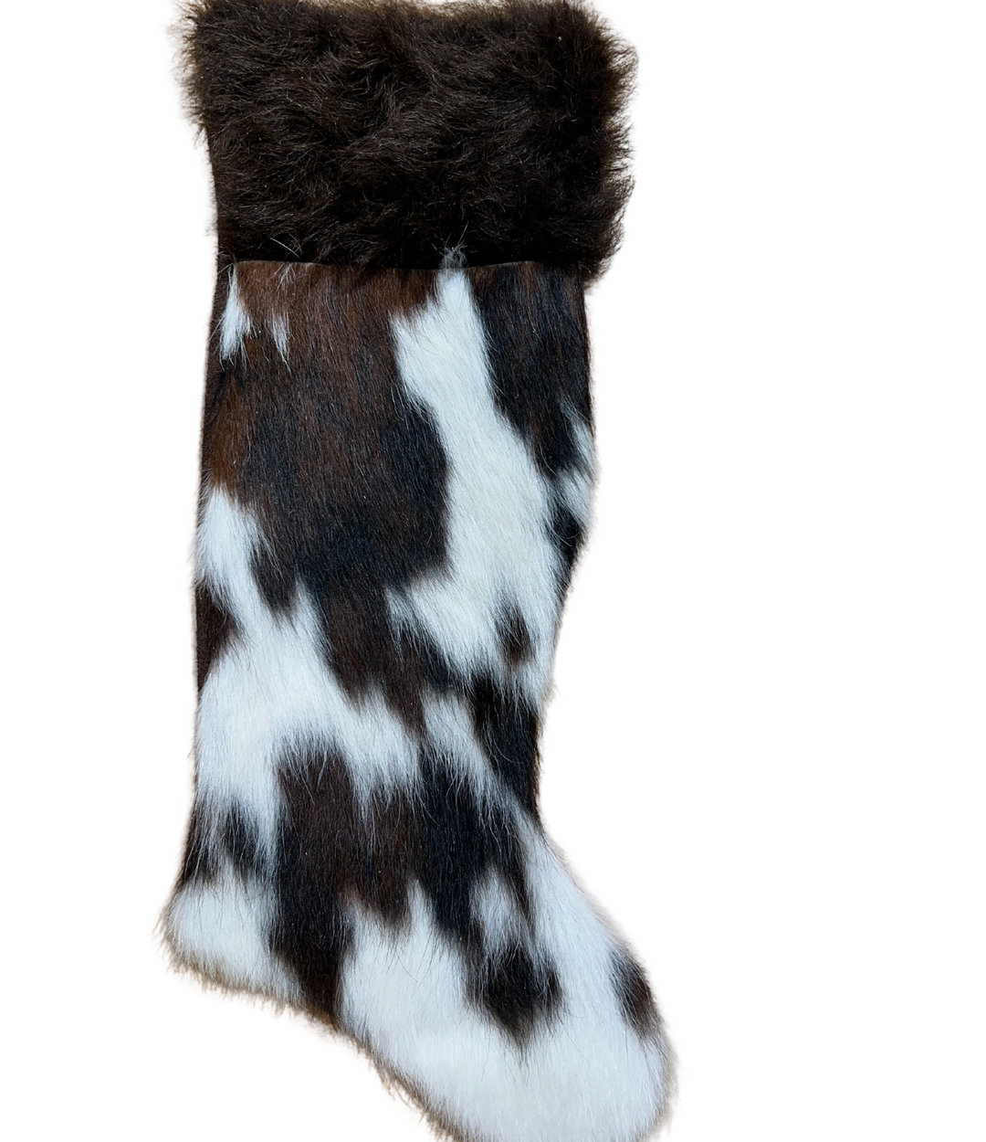 Tricolor - Cowhide Christmas Stocking with Bison Hair - Large