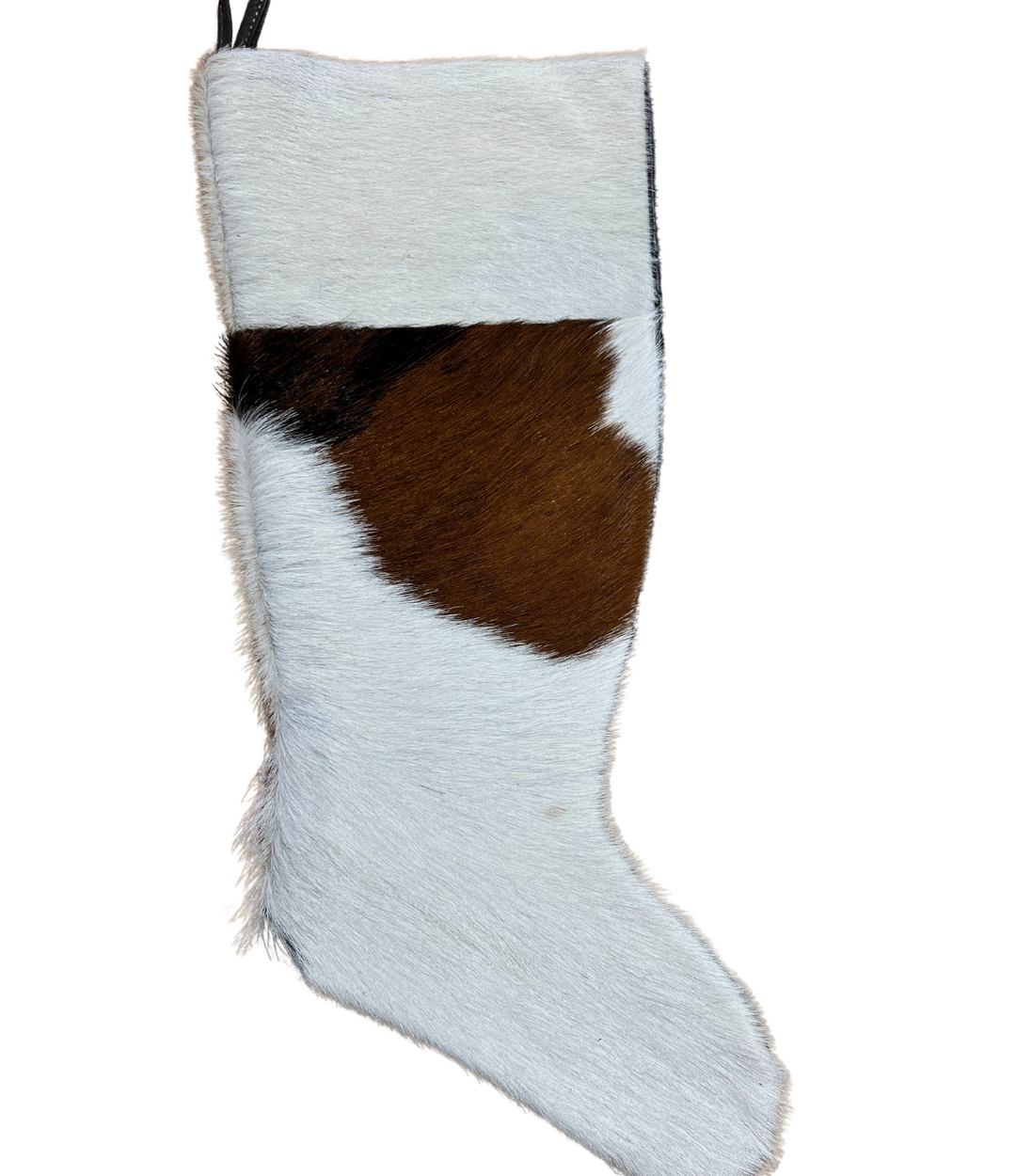 White with Brown Spot - Cowhide Christmas Stocking - Large