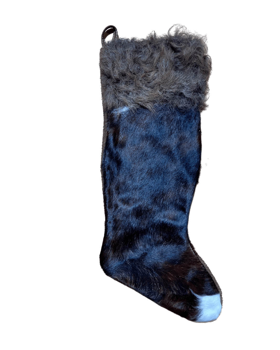 Cowhide Christmas Stocking Bison Hair - Large - Hides & Leathers - Christmas Stocking