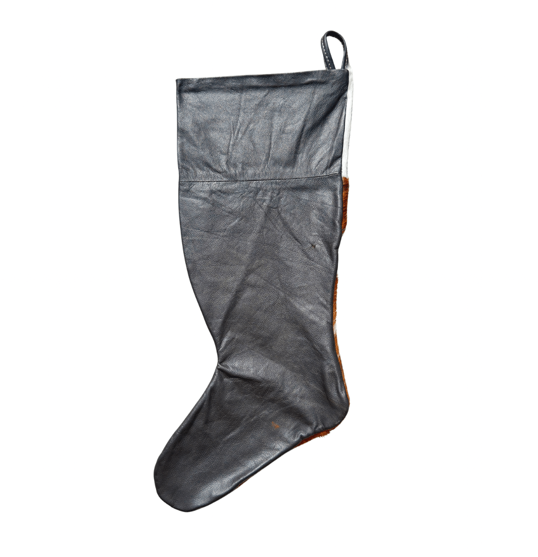 Cowhide Christmas Stocking Brown and White - Hides & Leathers - Christmas Stocking