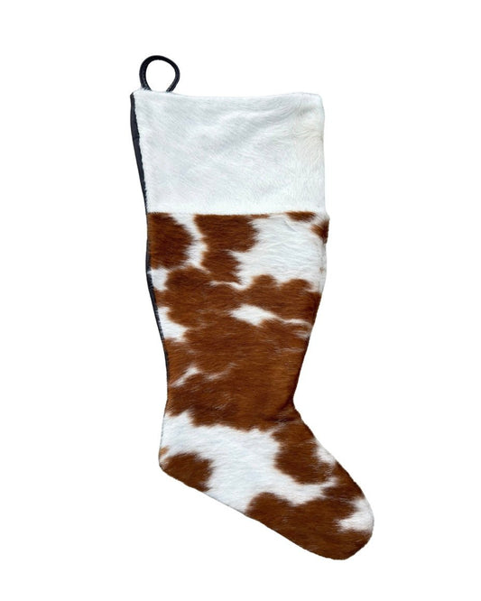 Cowhide Christmas Stocking Brown and White - Hides & Leathers - Christmas Stocking