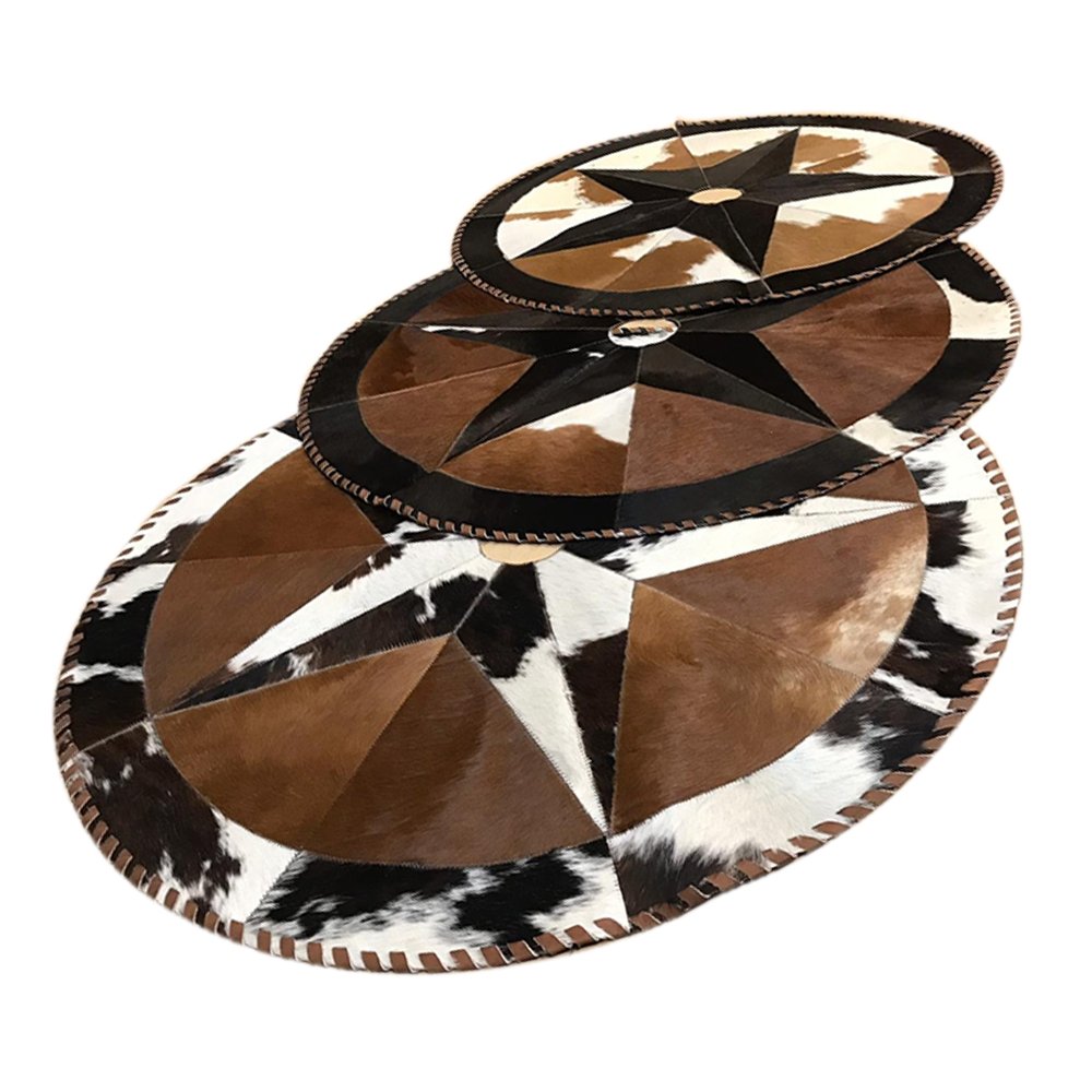 Cowhide Christmas Tree Skirt - Tricolor Exotic Star - Hides & Leathers - Hair On Cow