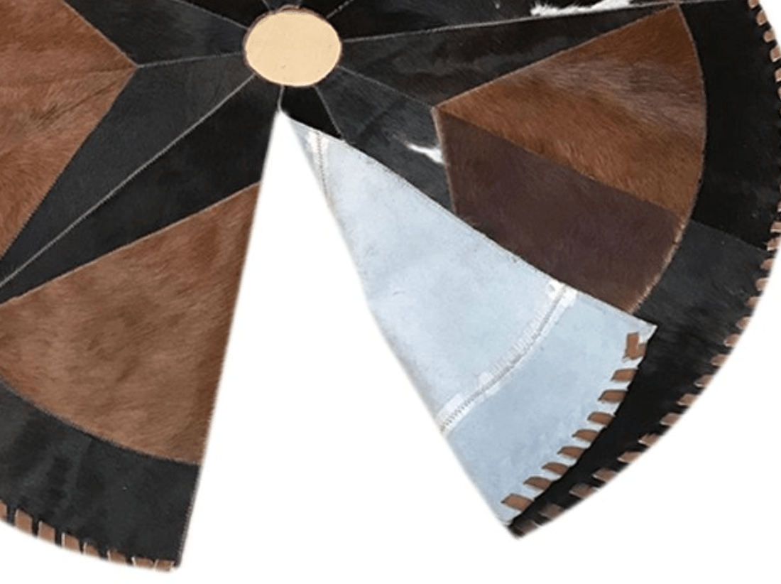 Cowhide Christmas Tree Skirt - Tricolor Exotic Star - Hides & Leathers - Hair On Cow