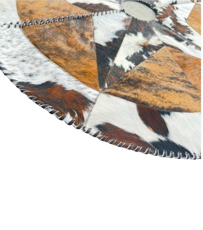 Cowhide Christmas Tree Skirt - Tricolor Exotic Star - Hides & Leathers - Hair On Cow