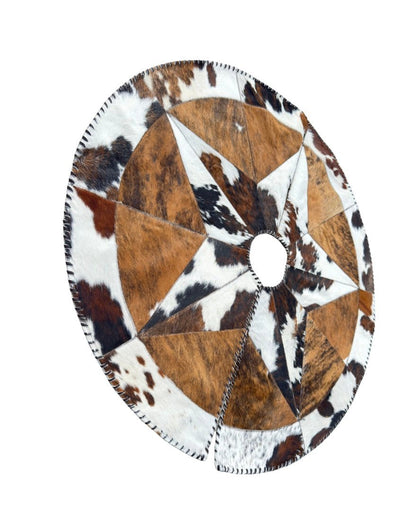 Cowhide Christmas Tree Skirt - Tricolor Exotic Star - Hides & Leathers - Hair On Cow