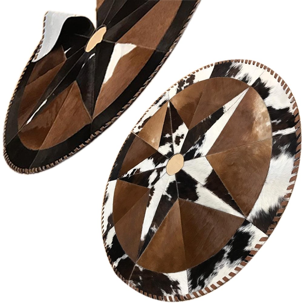 Cowhide Christmas Tree Skirt - Tricolor Exotic Star - Hides & Leathers - Hair On Cow