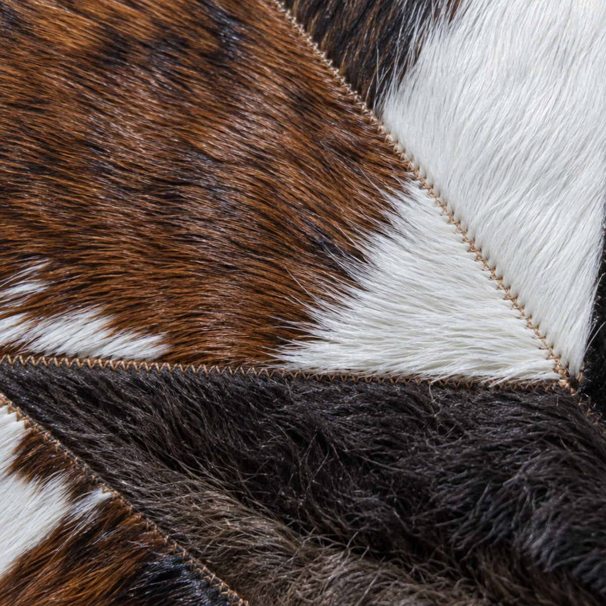 Cowhide Christmas Tree Skirt | Tricolor Hair-On – 3.5 & 5 Ft, American & Colombian Hides - Hides & Leathers - Tree Skirt