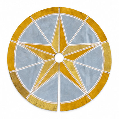 Cowhide Christmas Tree Skirt | Tricolor Hair-On – 3.5 & 5 Ft, American & Colombian Hides - Hides & Leathers - Tree Skirt