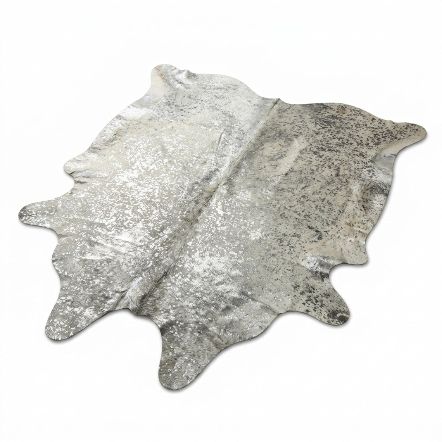 Cowhide Hair - On Rug | Colombian Metallic Silver Acid Wash Large 6x7ft - Hides & Leathers - Rug