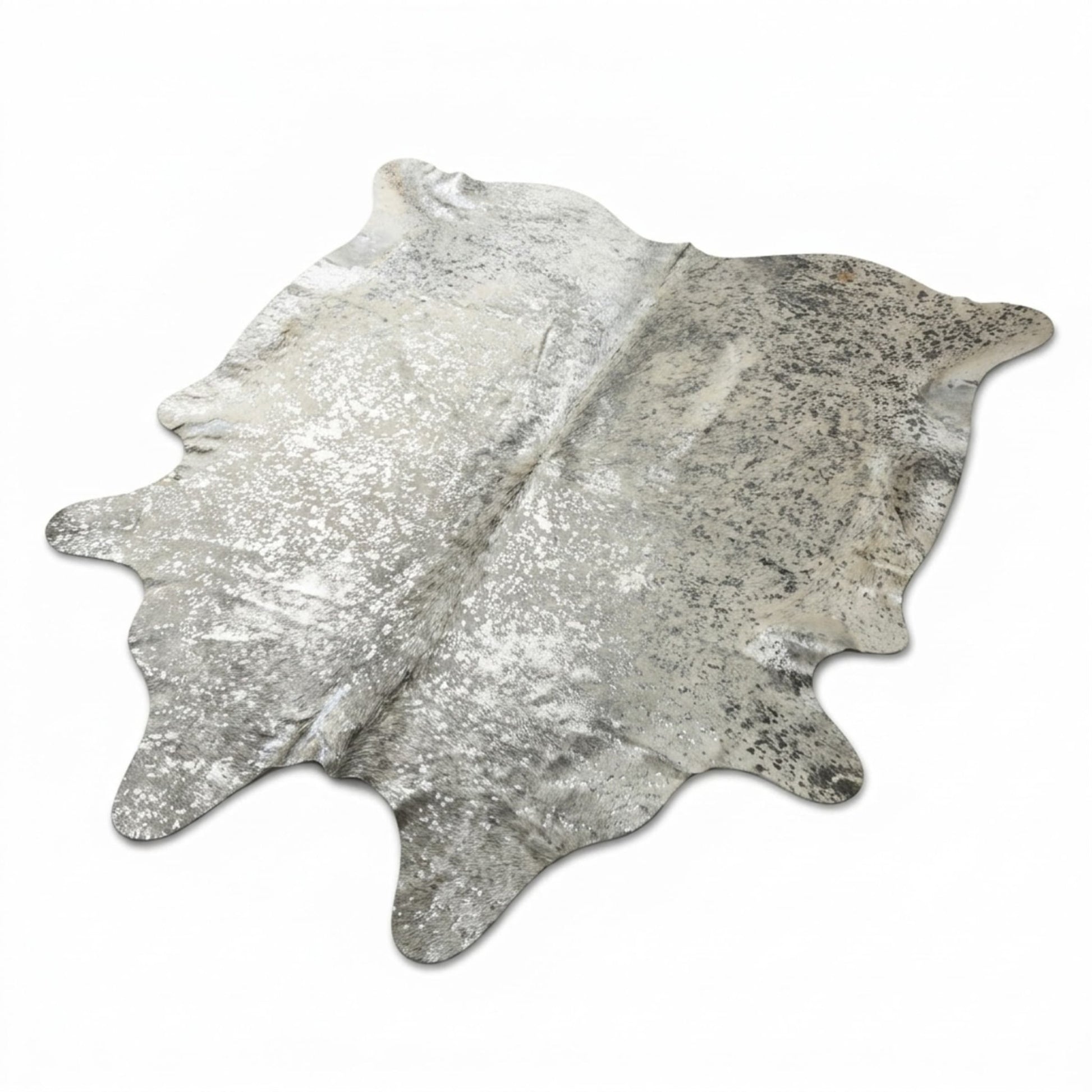 Cowhide Hair - On Rug | Colombian Metallic Silver Acid Wash Large 6x7ft - Hides & Leathers - Rug