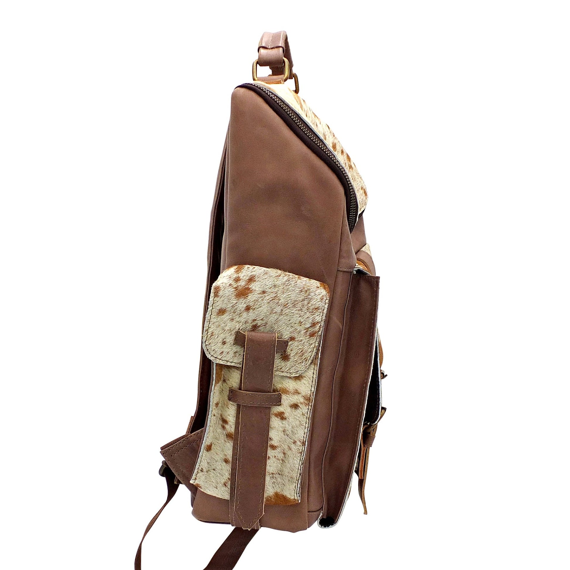 calf hair leather purse backpack Cowhide Leather Backpack 14x13x7 in