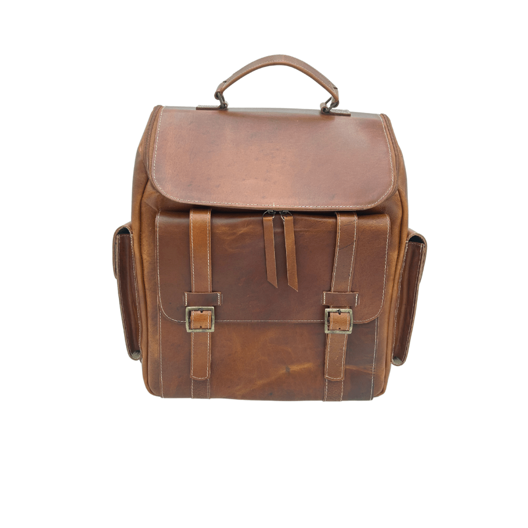 Cowhide Leather Backpack 14x13x7 in