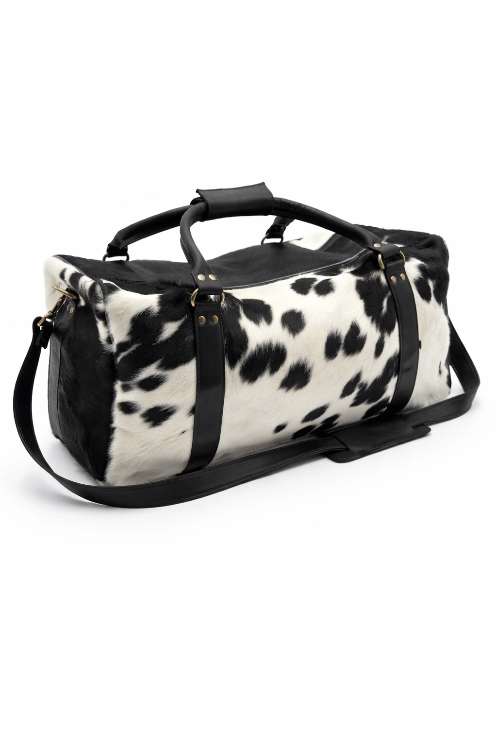 Cowhide Leather Duffel Bags Black and White - Hides & Leathers - Duffel Bag