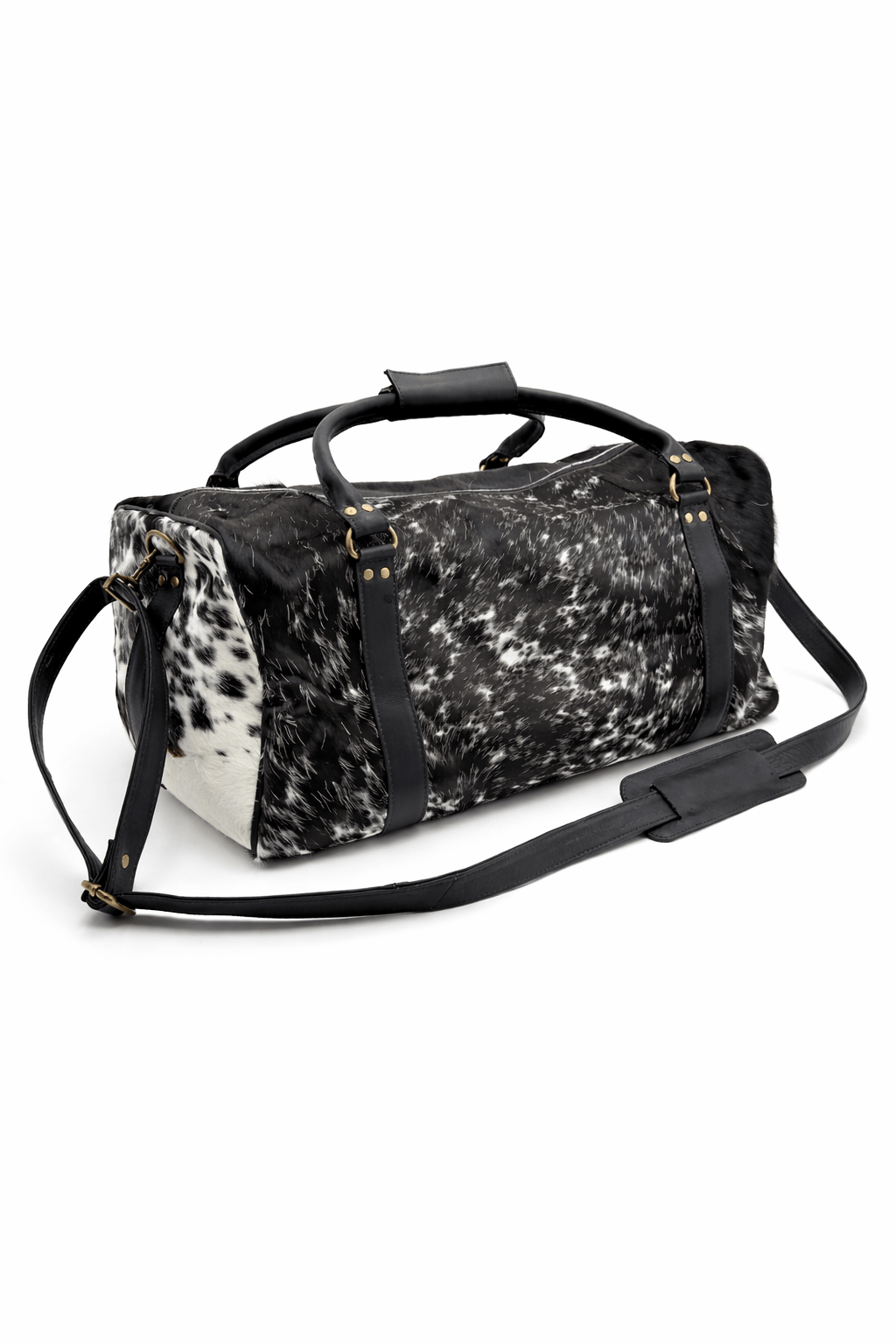 Cowhide Leather Duffel Bags Black speckle - Hides & Leathers - Duffel Bag