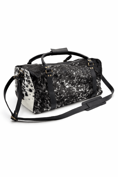 Cowhide Leather Duffel Bags Black speckle - Hides & Leathers - Duffel Bag