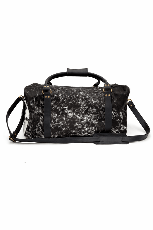 Cowhide Leather Duffel Bags Black speckle - Hides & Leathers - Duffel Bag