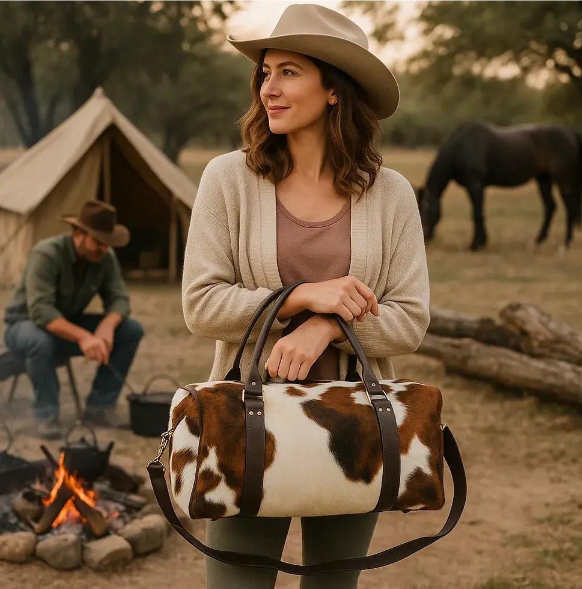 Cowhide Leather Duffle Bags - Tricolor - Hides & Leathers - 