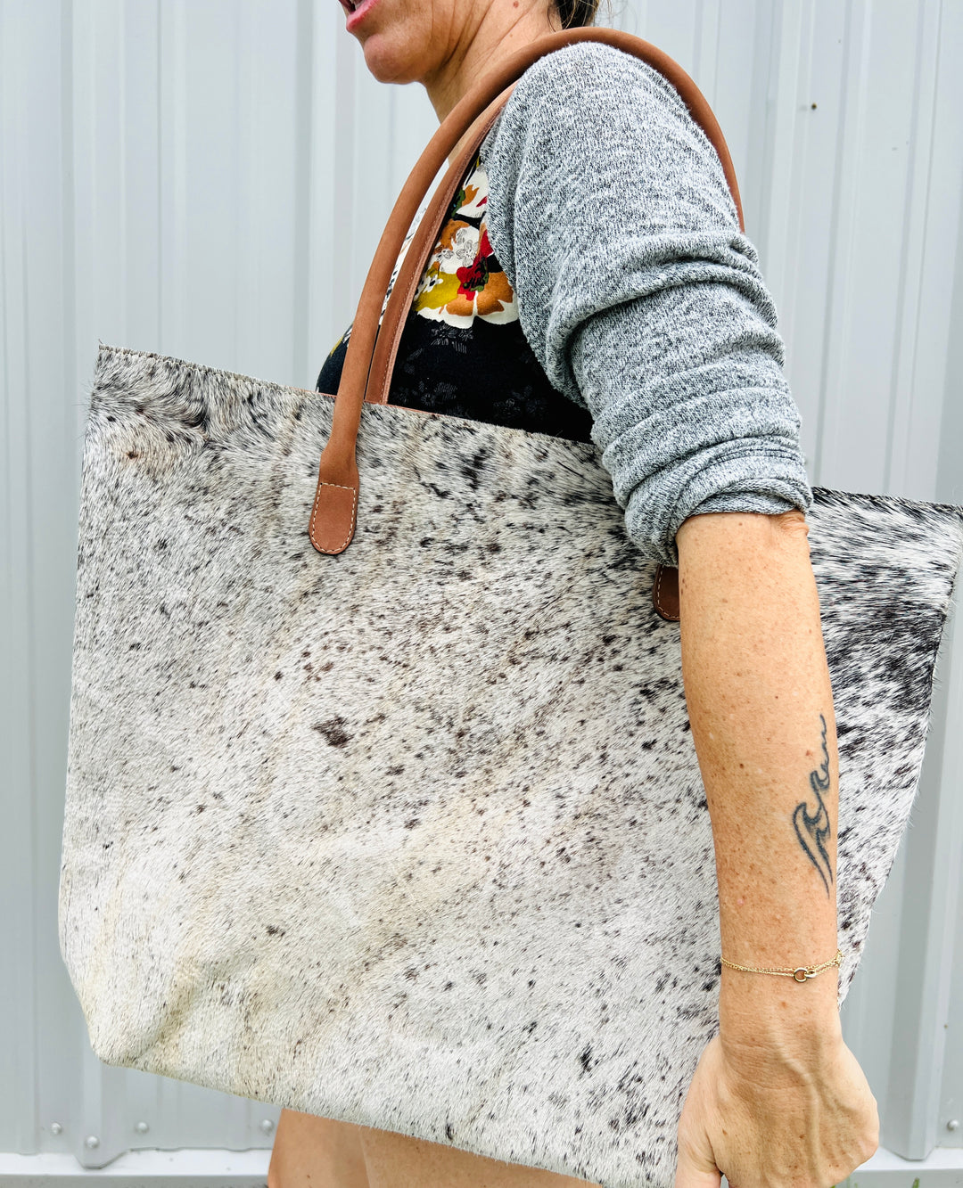 Cowhide Tote / Handbag - Black and White1 piece