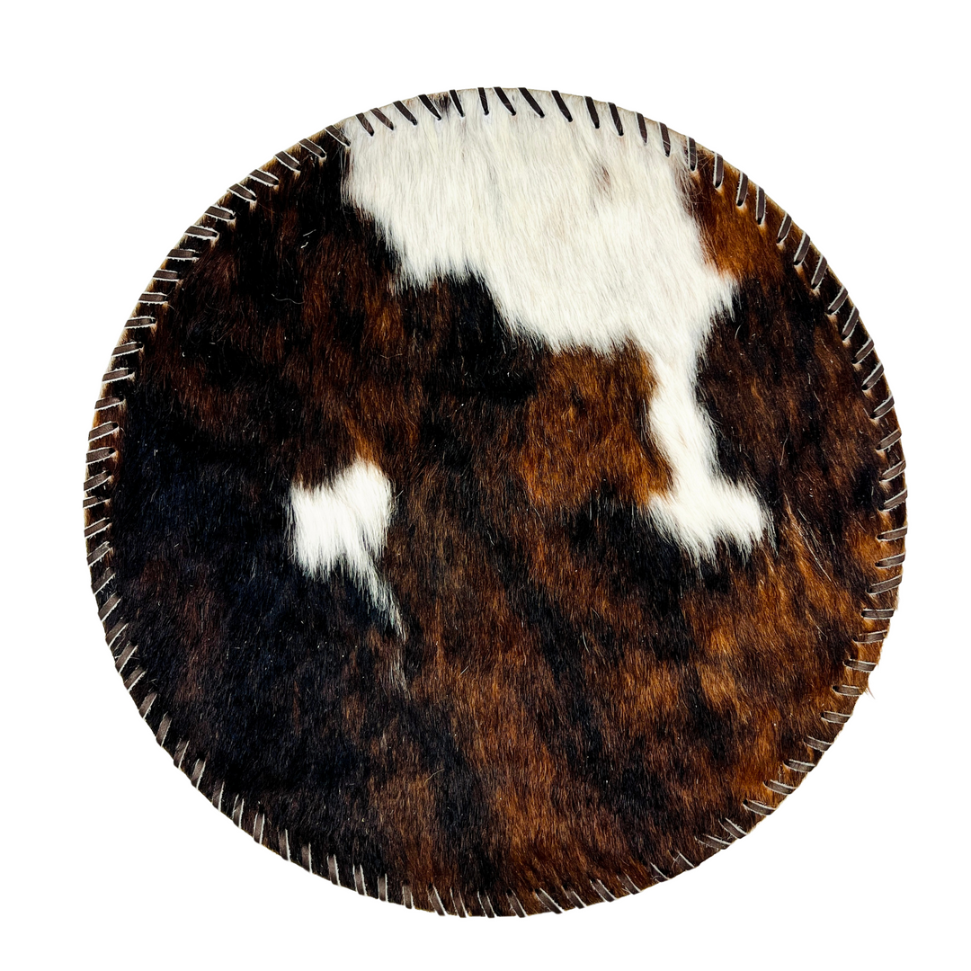 Handmade Cowhide Placemats and Coasters Bundle - Circle