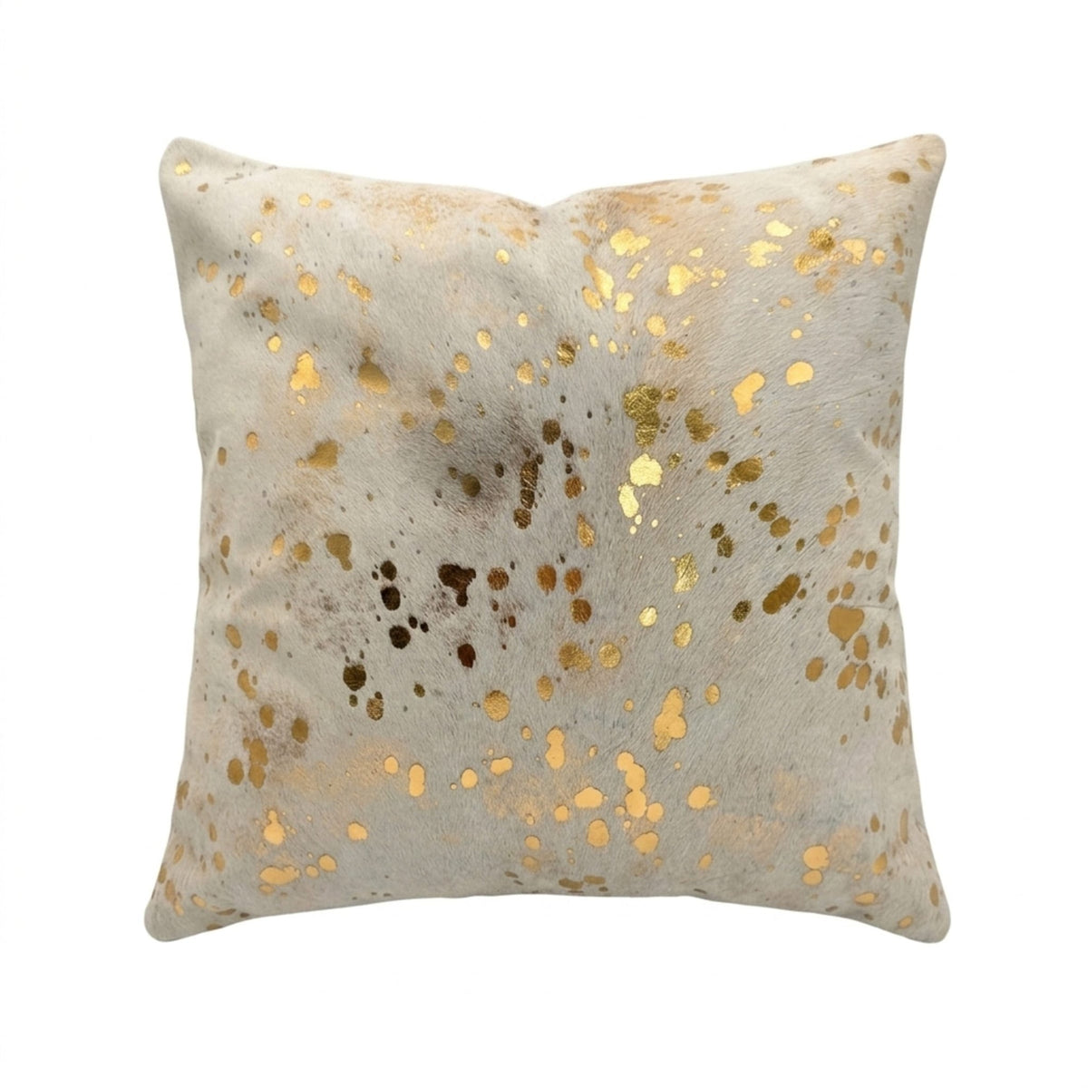 Cowhide Pillow Cover | Metallic Gold & Beige Hair-On 20 in - Hides & Leathers - Pillows
