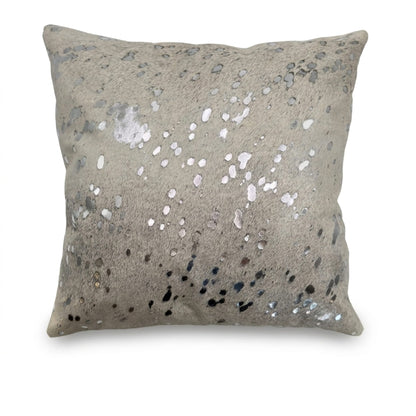 Cowhide Pillow | Metallic White Hair - On – 20x20 in - Hides & Leathers - Pillow