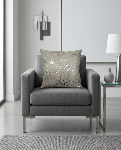 Cowhide Pillow | Metallic White Hair - On – 20x20 in - Hides & Leathers - Pillow
