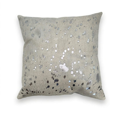 Cowhide Pillow | Metallic White Hair - On – 20x20 in - Hides & Leathers - Pillow
