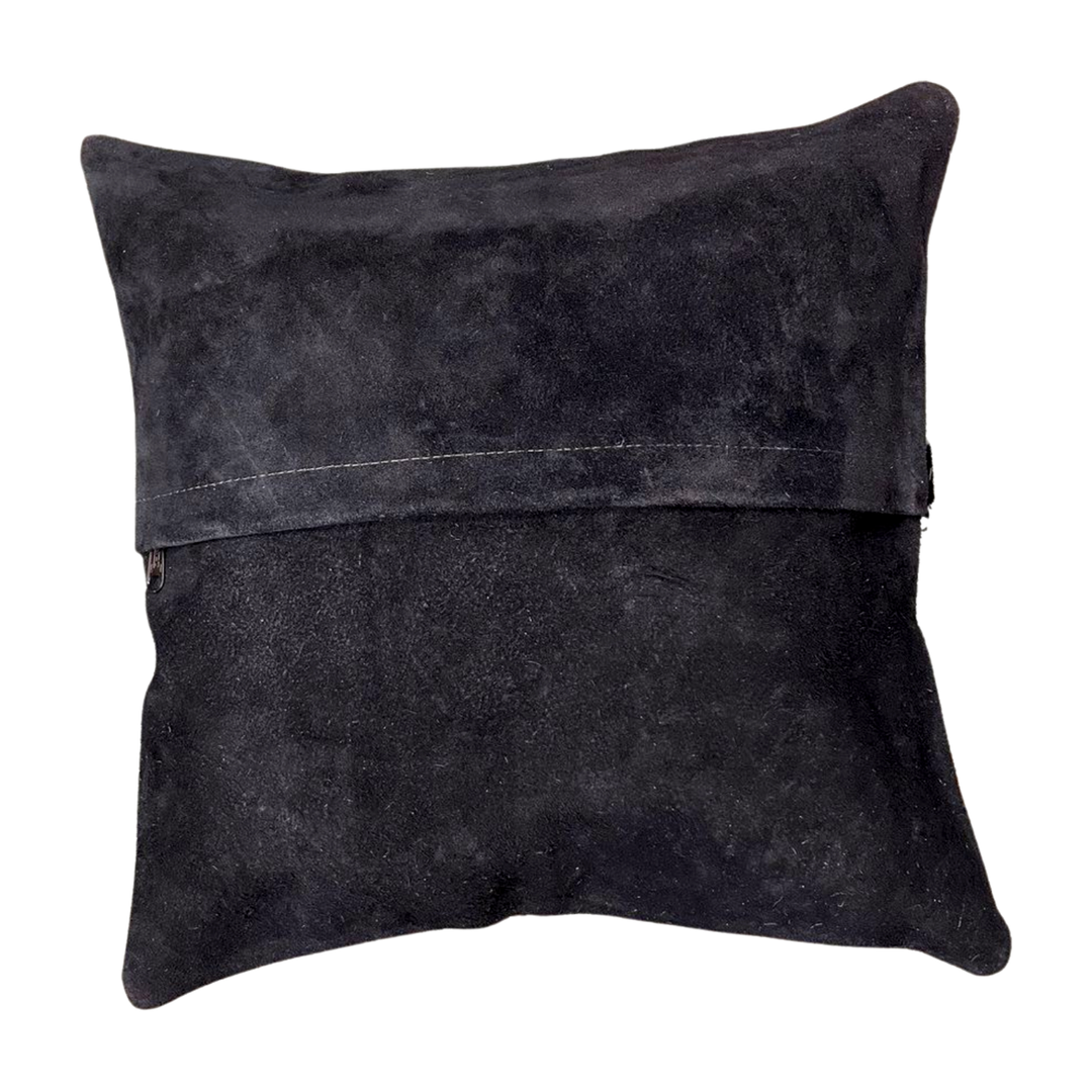Cowhide Pillow - Patchwork Cross Dark Brindle