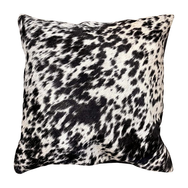 Cowhide Pillow - Speckled Black and White
