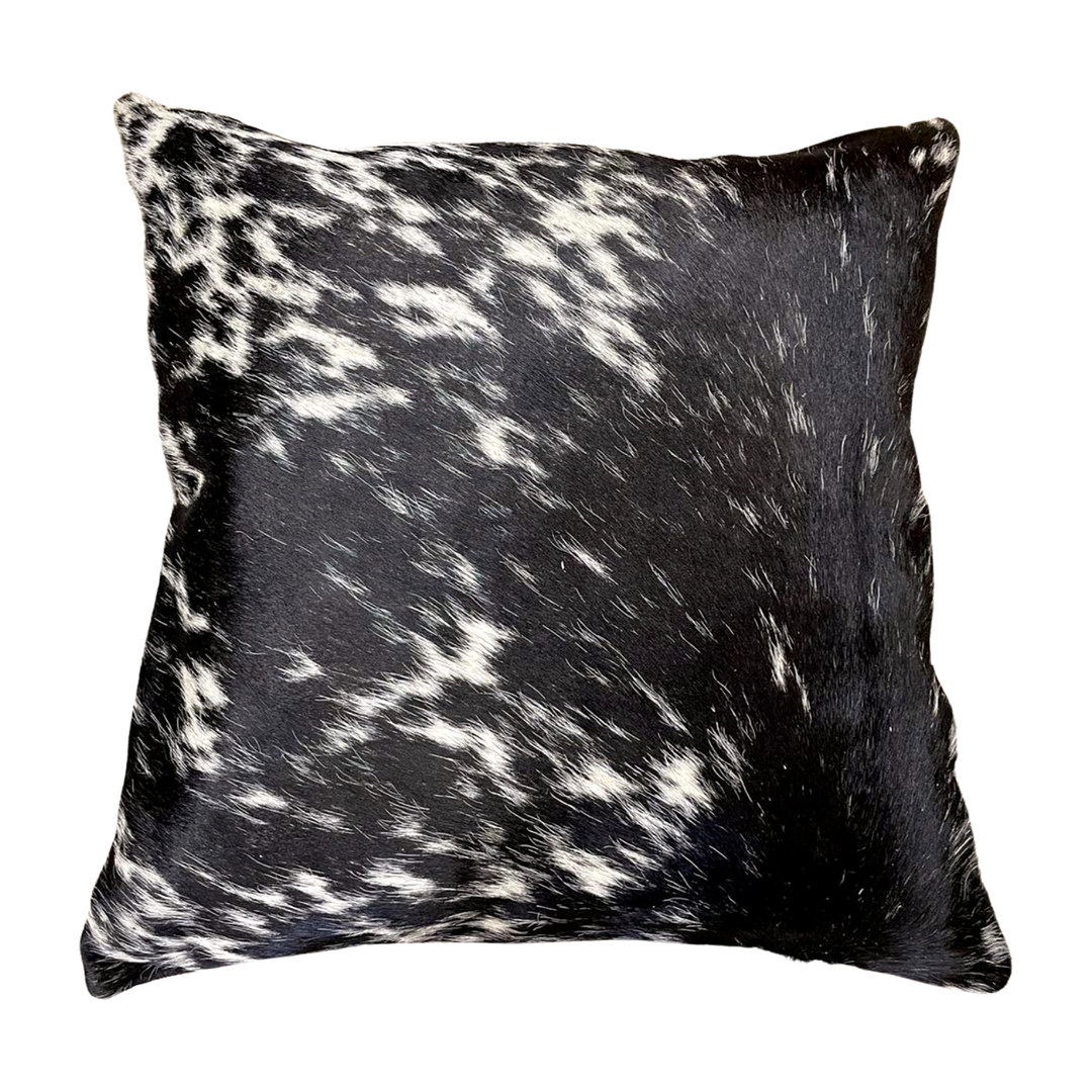 Cowhide Pillow - Speckled Black and White of