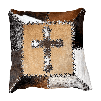 Cowhide Pillow - Patchwork Cross Dark Brindle - Hides & Leathers - pillow
