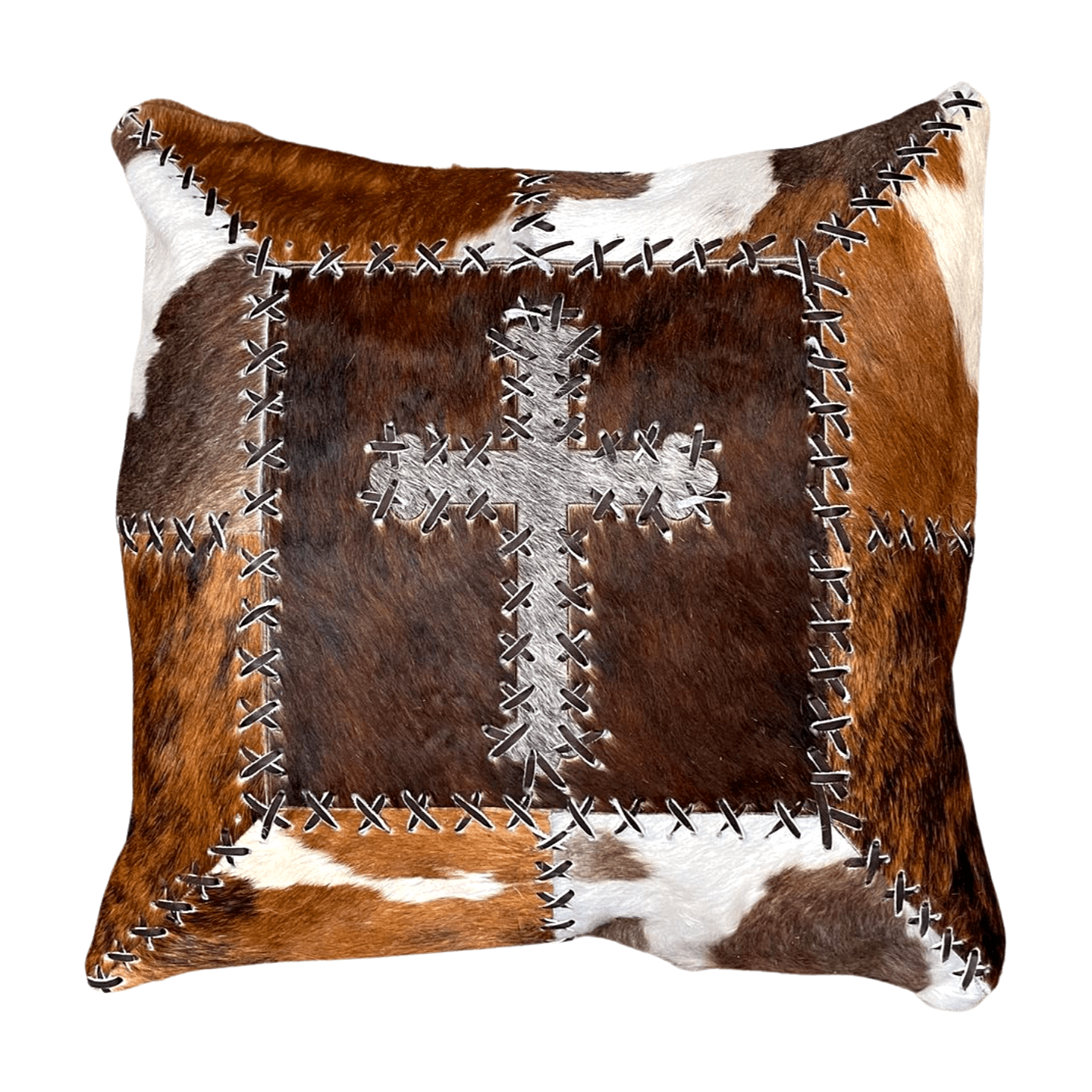 Cowhide Pillow - Patchwork Cross is - Hides & Leathers - pillow