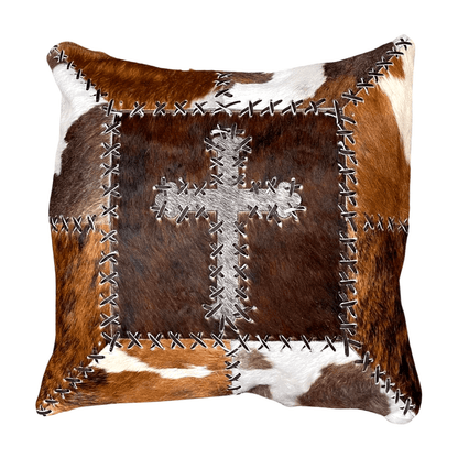 Cowhide Pillow - Patchwork Cross is - Hides & Leathers - pillow