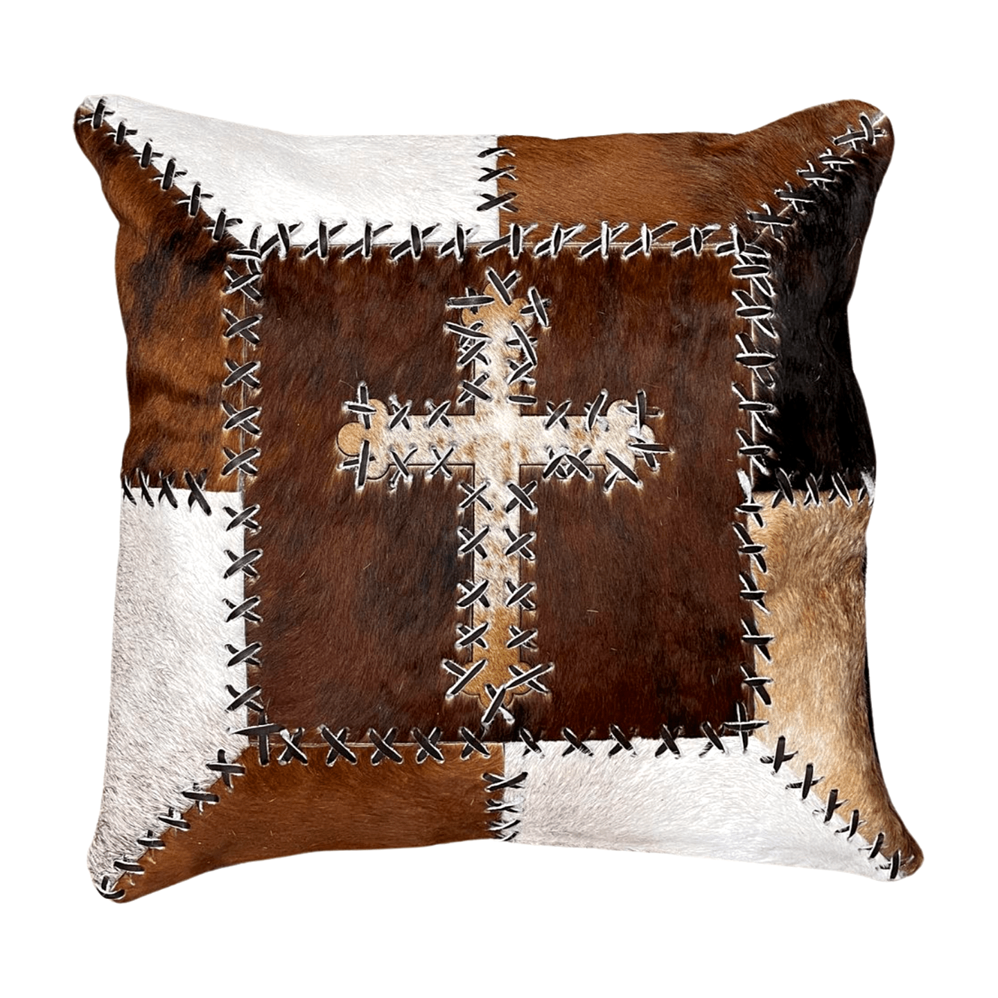 Cowhide Pillow - Patchwork Cross - Hides & Leathers - pillow