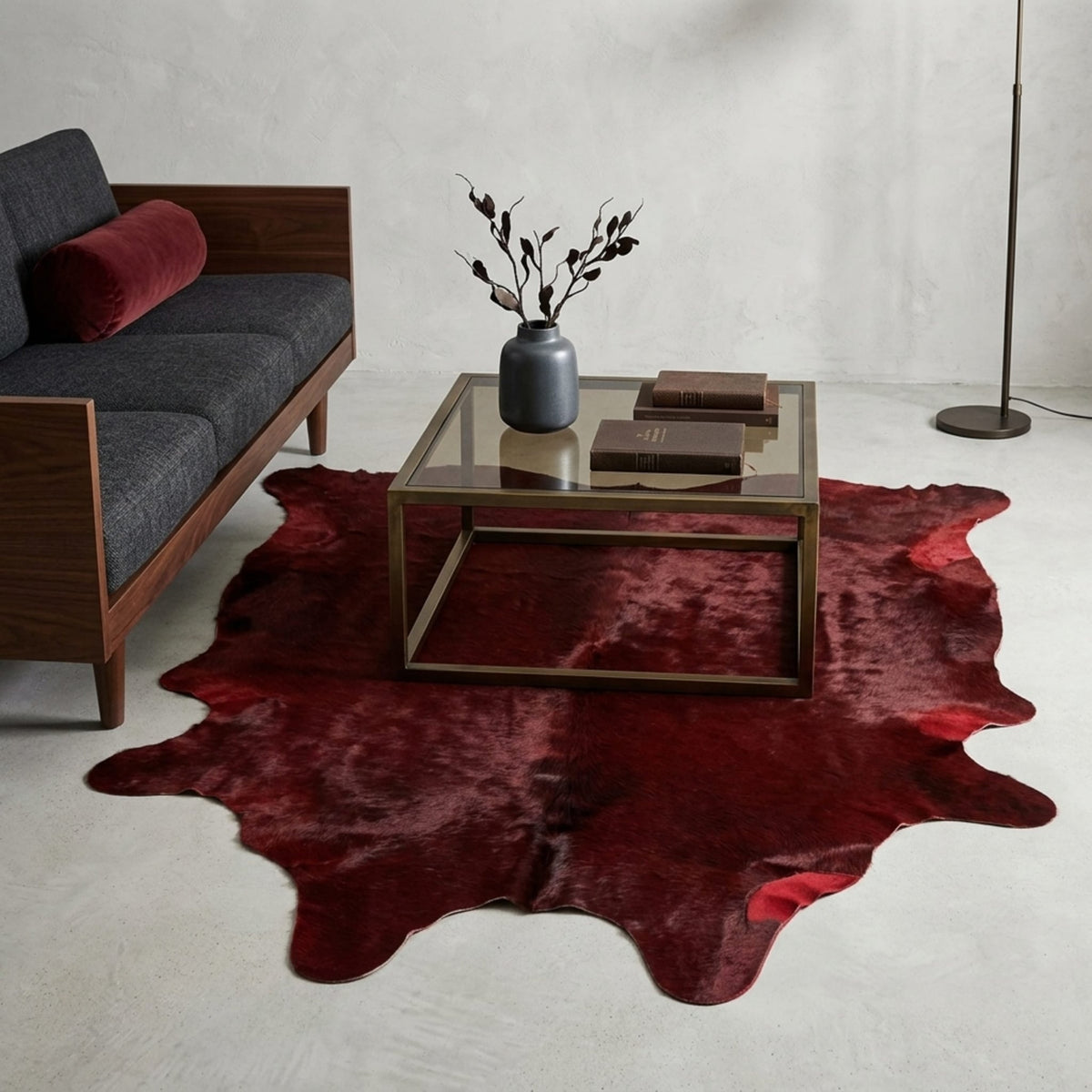 Cowhide Rug | Red Dyed Hair-On – Brazilian Single Hide, 6 x 5 Ft - Hides & Leathers - Rug