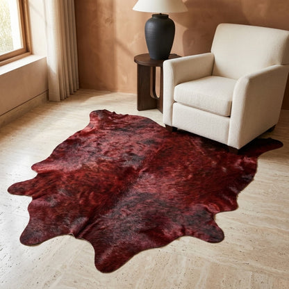Cowhide Rug | Red Dyed Hair-On – Brazilian Single Hide, 6 x 5 Ft - Hides & Leathers - Rug