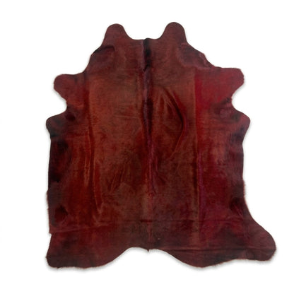 Cowhide Rug | Red Dyed Hair-On – Brazilian Single Hide, 6 x 5 Ft - Hides & Leathers - Rug