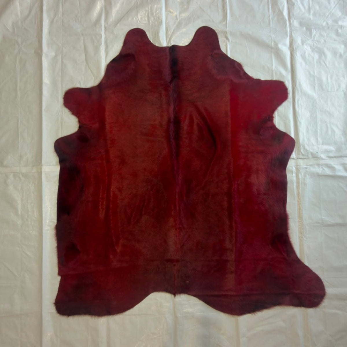 Cowhide Rug | Red Dyed Hair-On – Brazilian Single Hide, 6 x 5 Ft - Hides & Leathers - Rug