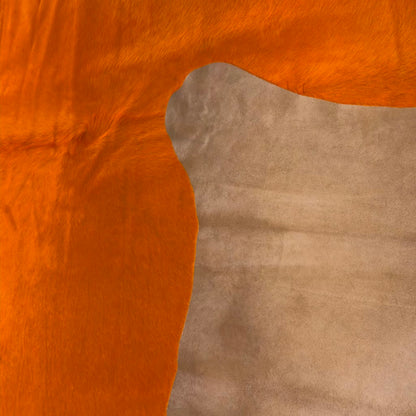 Cowhide Rug | Solid Orange Dyed Hair-On – Brazilian 7x6 Ft Statement - Hides & Leathers - Rug