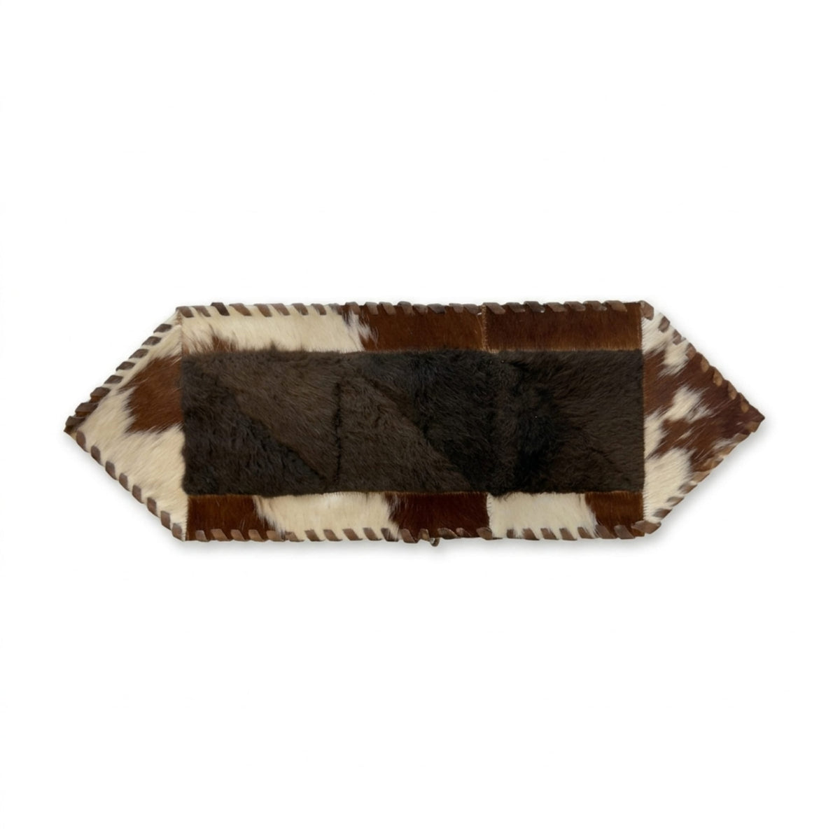 Cowhide Table Runner | Brown & White Hair-On – Single Hide 1' x 3' Natural Cut - Hides & Leathers - Table Runner