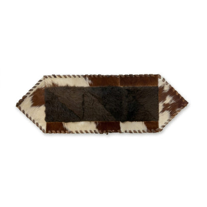 Cowhide Table Runner | Brown & White Hair-On – Single Hide 1' x 3' Natural Cut - Hides & Leathers - Table Runner