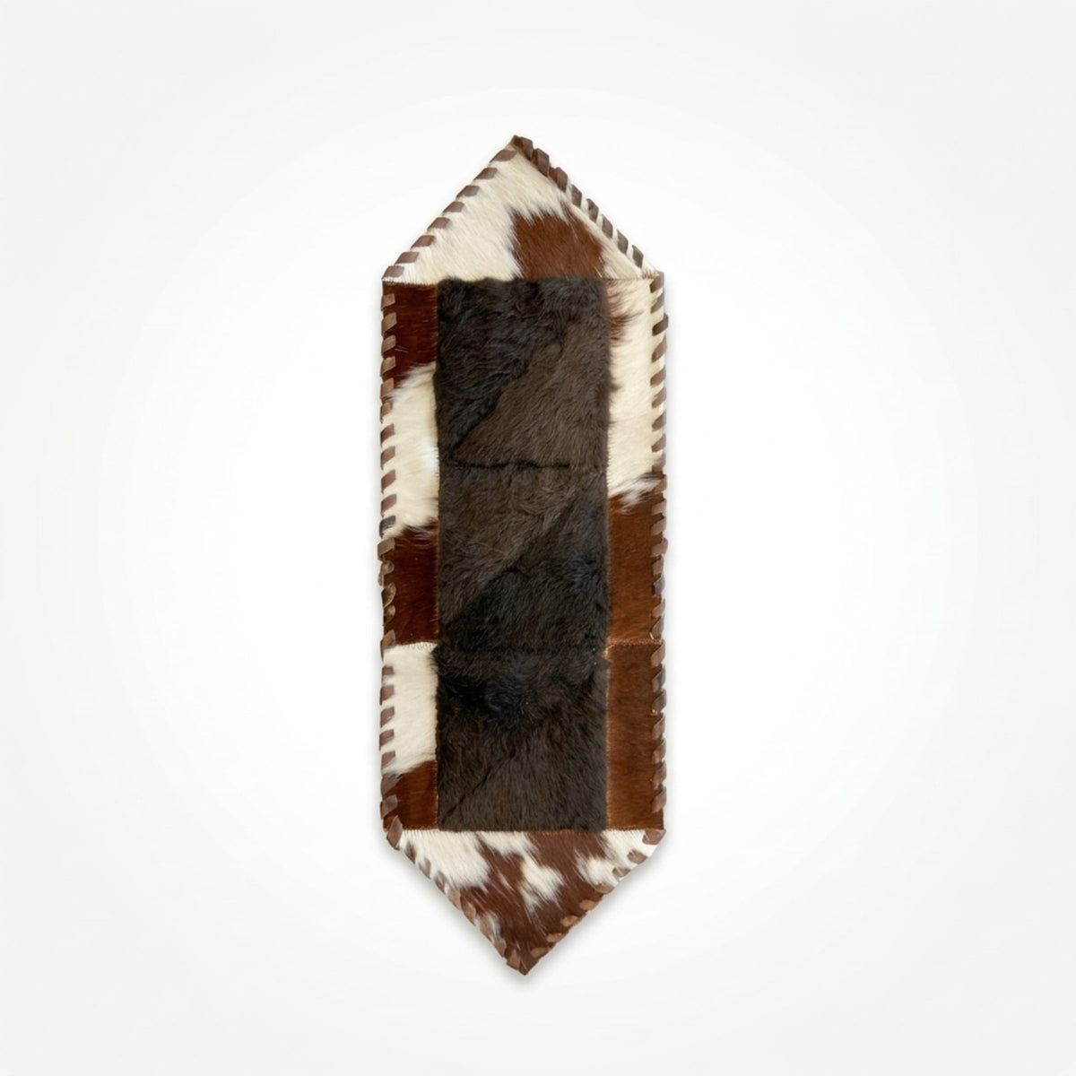Cowhide Table Runner | Brown & White Hair-On – Single Hide 1' x 3' Natural Cut - Hides & Leathers - Table Runner