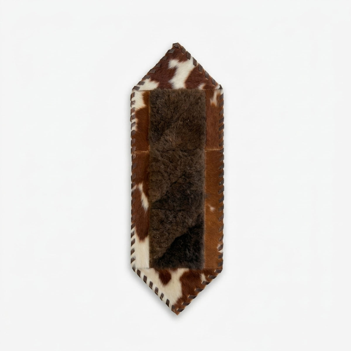 Cowhide Table Runner | Brown & White Hair-On – Single Hide 1' x 3' Natural Cut - Hides & Leathers - Table Runner