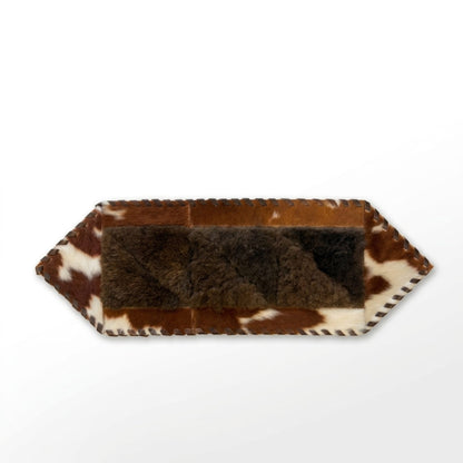 Cowhide Table Runner | Brown & White Hair-On – Single Hide 1' x 3' Natural Cut - Hides & Leathers - Table Runner