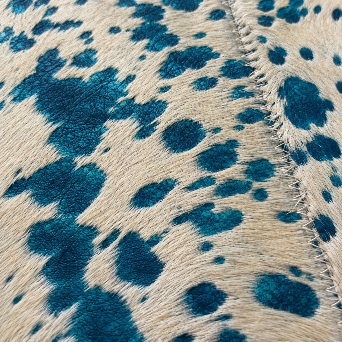 Cowhide Table Runner | White with Turquoise Acid-Washed Hair-On – Brazilian 1x3 & 1x4 Ft - Hides & Leathers - Table Runner