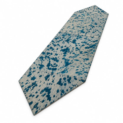 Cowhide Table Runner | White with Turquoise Acid-Washed Hair-On – Brazilian 1x3 & 1x4 Ft - Hides & Leathers - Table Runner